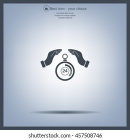 Illustration of wo hands protecting or giving a timer



