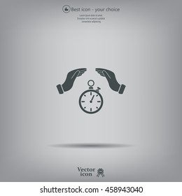 Illustration of wo hands protecting or giving a timer




