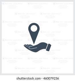 Illustration of wo hands protecting or giving a map mark