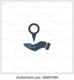 Illustration of wo hands protecting or giving a map mark