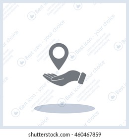 Illustration of wo hands protecting or giving a map mark