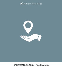 Illustration of wo hands protecting or giving a map mark