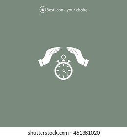 Illustration of wo hands protecting or giving a timer



