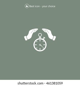 Illustration of wo hands protecting or giving a timer



