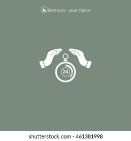 Illustration of wo hands protecting or giving a timer



