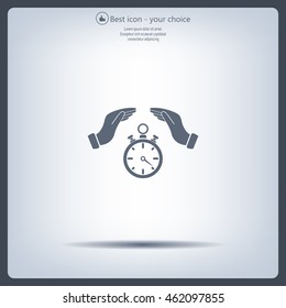 Illustration of wo hands protecting or giving a timer



