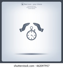 Illustration of wo hands protecting or giving a timer



