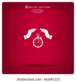 Illustration of wo hands protecting or giving a timer



