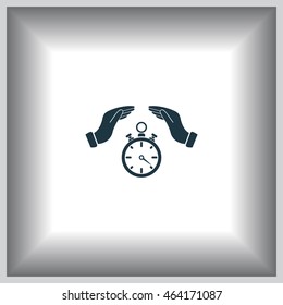 Illustration of wo hands protecting or giving a timer



