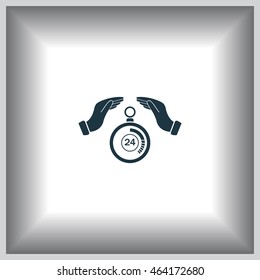 Illustration of wo hands protecting or giving a timer



