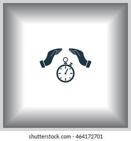 Illustration of wo hands protecting or giving a timer



