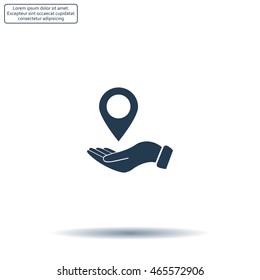 Illustration of wo hands protecting or giving a map mark