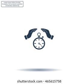Illustration of wo hands protecting or giving a timer