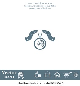 Illustration of wo hands protecting or giving a timer



