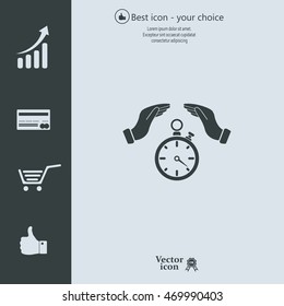 Illustration of wo hands protecting or giving a timer



