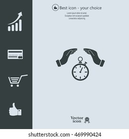 Illustration of wo hands protecting or giving a timer



