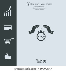 Illustration of wo hands protecting or giving a timer




