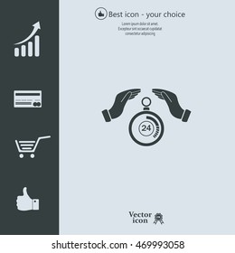 Illustration of wo hands protecting or giving a timer



