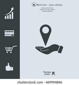 Illustration of wo hands protecting or giving a map mark