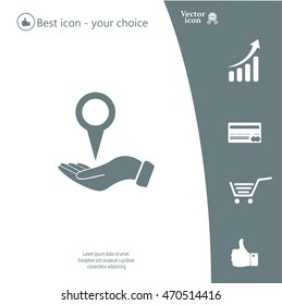 Illustration of wo hands protecting or giving a map mark