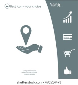 Illustration of wo hands protecting or giving a map mark