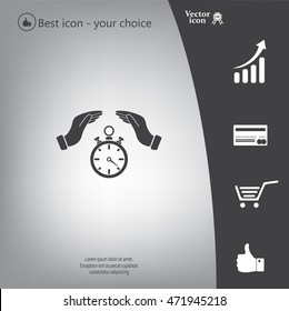 Illustration of wo hands protecting or giving a timer



