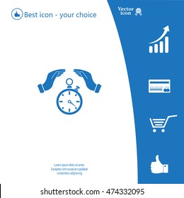 Illustration of wo hands protecting or giving a timer



