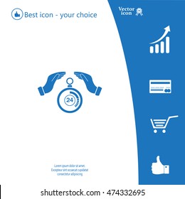 Illustration of wo hands protecting or giving a timer



