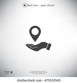 Illustration of wo hands protecting or giving a map mark