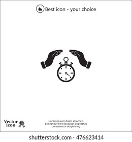 Illustration of wo hands protecting or giving a timer



