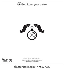 Illustration of wo hands protecting or giving a timer



