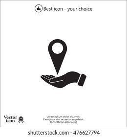 Illustration of wo hands protecting or giving a map mark
