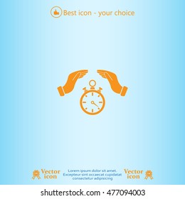 Illustration of wo hands protecting or giving a timer



