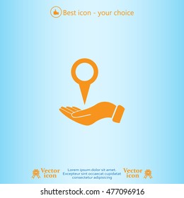 Illustration of wo hands protecting or giving a map mark