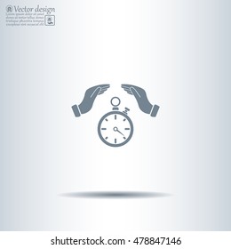 Illustration of wo hands protecting or giving a timer



