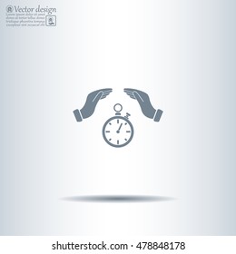 Illustration of wo hands protecting or giving a timer




