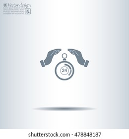 Illustration of wo hands protecting or giving a timer



