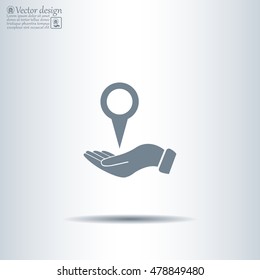 Illustration of wo hands protecting or giving a map mark