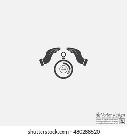 Illustration of wo hands protecting or giving a timer



