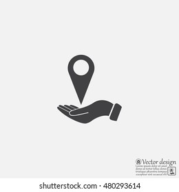 Illustration of wo hands protecting or giving a map mark