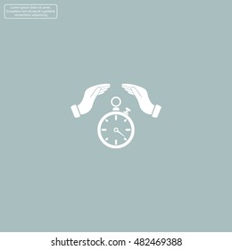 Illustration of wo hands protecting or giving a timer



