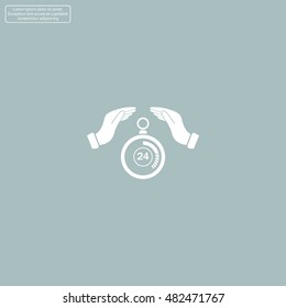 Illustration of wo hands protecting or giving a timer



