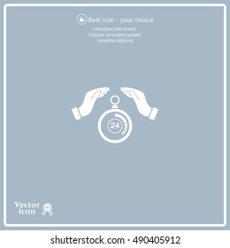 Illustration of wo hands protecting or giving a timer



