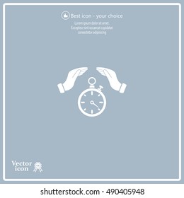 Illustration of wo hands protecting or giving a timer



