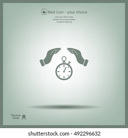 Illustration of wo hands protecting or giving a timer