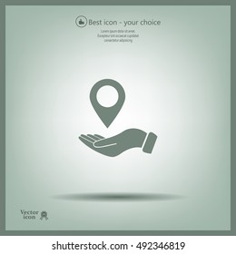 Illustration of wo hands protecting or giving a map mark