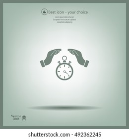 Illustration of wo hands protecting or giving a timer



