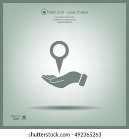 Illustration of wo hands protecting or giving a map mark