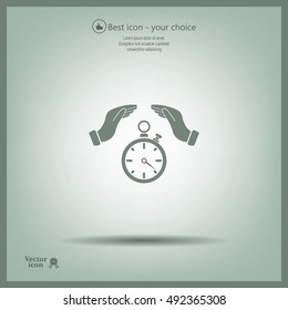 Illustration of wo hands protecting or giving a timer



