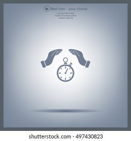 Illustration of wo hands protecting or giving a timer



